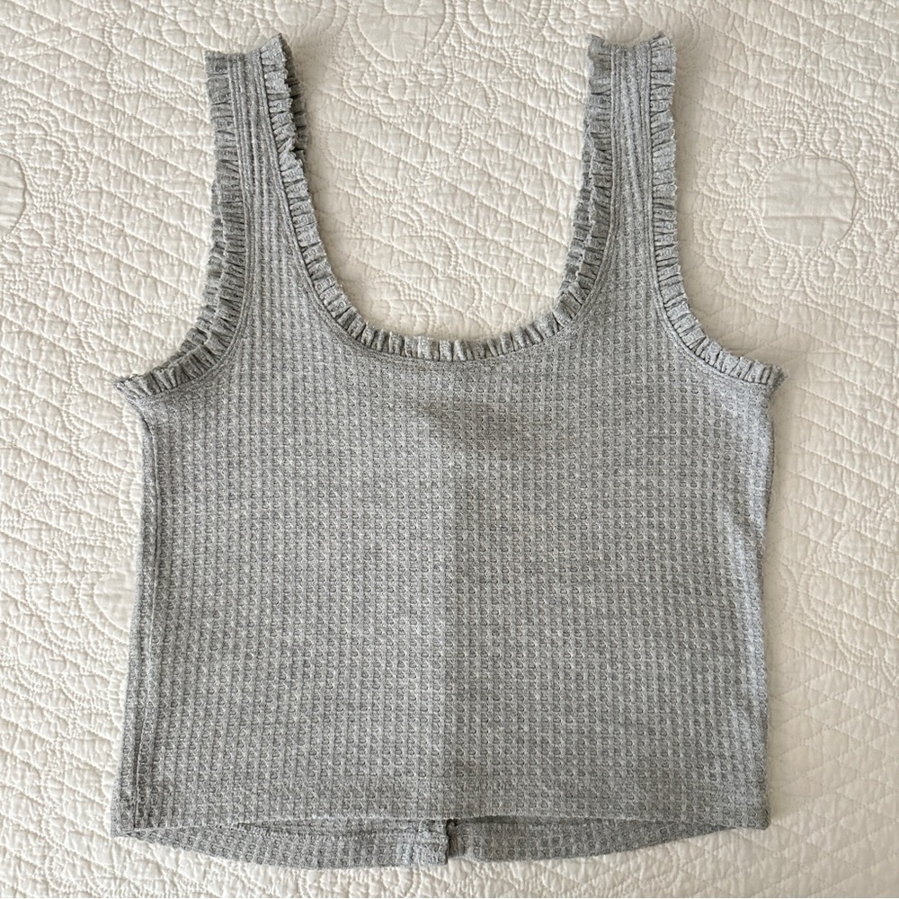 Wild Fable Women's Gray Button-Front Waffle Tank Top - Picture 3 of 7
